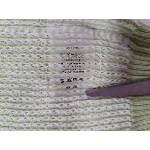 Margaret O'Leary Size L Mint Green Button Front Waffle Knit Henley Sweater Top - Picture 6 of 6